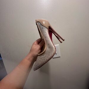 Christian Louboutin Nude and Pink Embellished Heels